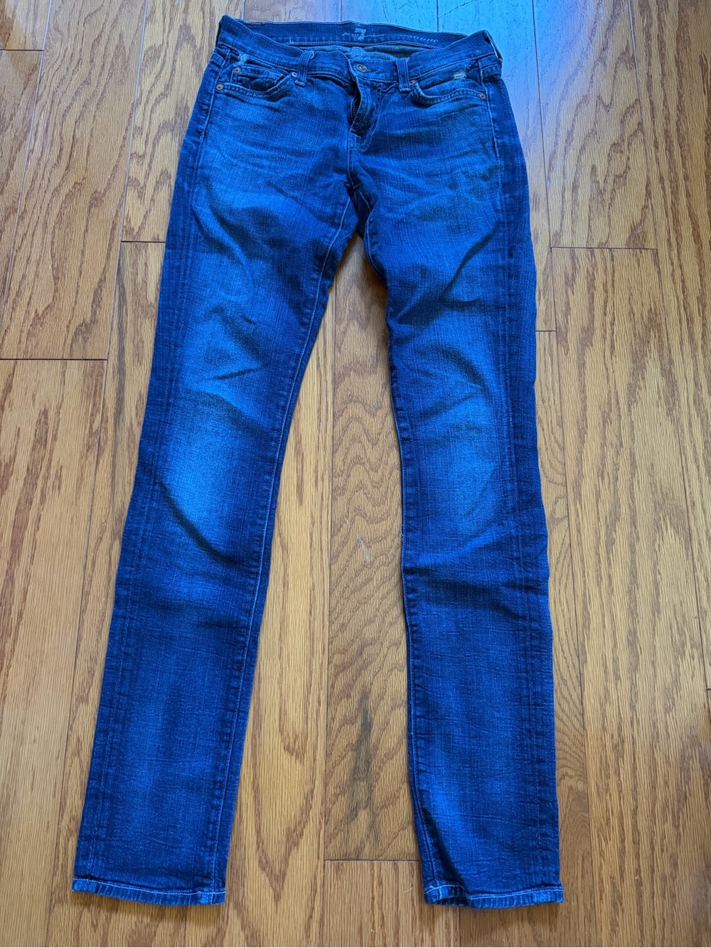 7 For All Mankind Skinny Jeans in Deep Blue Wash Roxanne 26